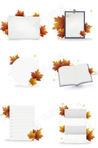 秋天圆形枫叶便签纸