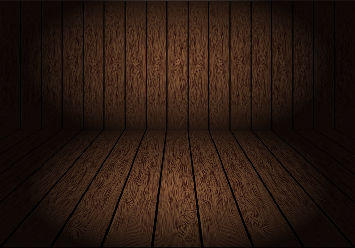 真实的深棕色木质房间，背景光线暗淡。