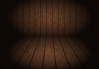 真实的深棕色木质房间，背景光线暗淡。