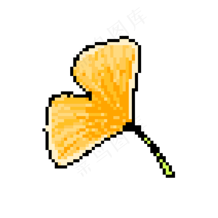 像素风金黄银杏叶(2000X2000(DPI:350))psd模版下载