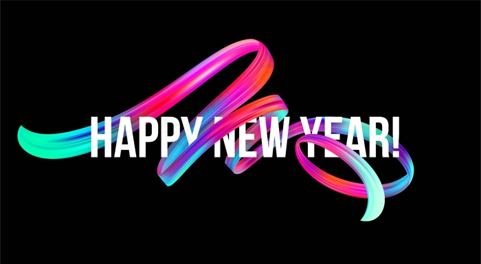 2019年新年横幅banner，采用彩色油彩或丙烯酸漆