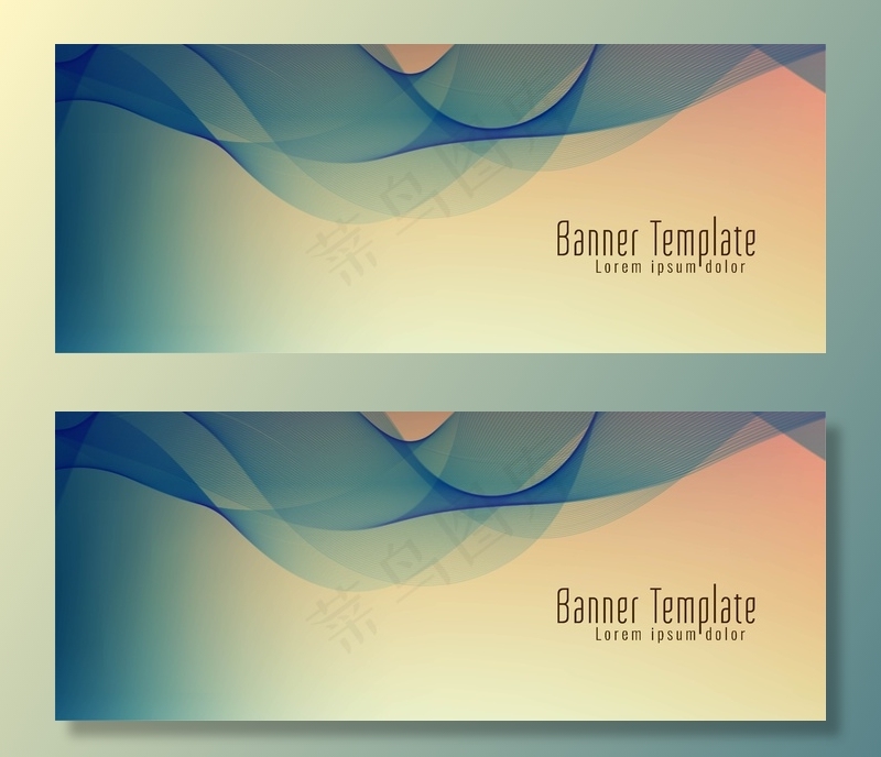 抽象时尚的波浪横幅banner设计矢量