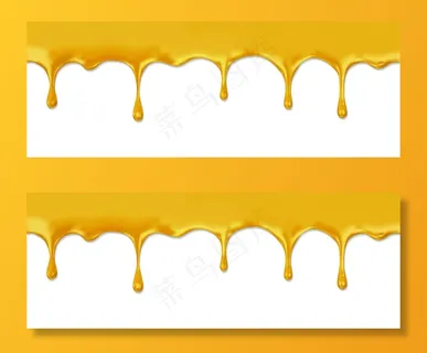 蜜汁飞溅，滴下甜蜜的水滴。甜点或自助餐厅和糕点蛋糕和曲奇的滴加蜂蜜糖浆的矢量设计