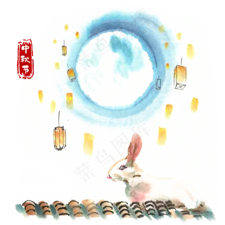 中秋节玉兔与天灯 中秋节玉兔与天灯