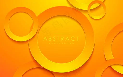 3d圆形橙色剪纸层背景