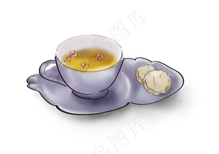 白露手绘清茶和点心