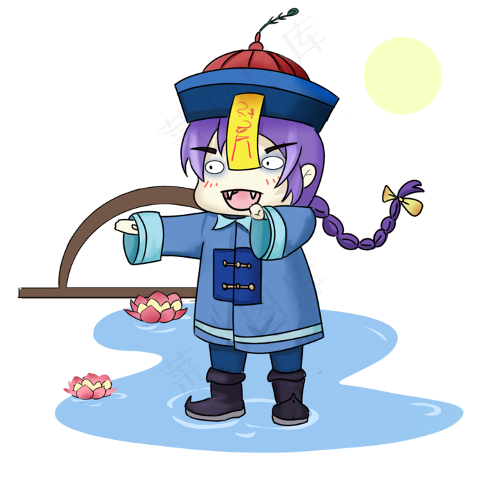 手绘中元节鬼节僵尸插画