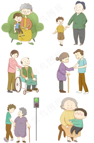 重阳节爷爷奶奶祖孙情儿女孝敬免