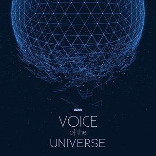 破碎的蓝色空间球体。抽象的带有微小恒星的矢量背景。