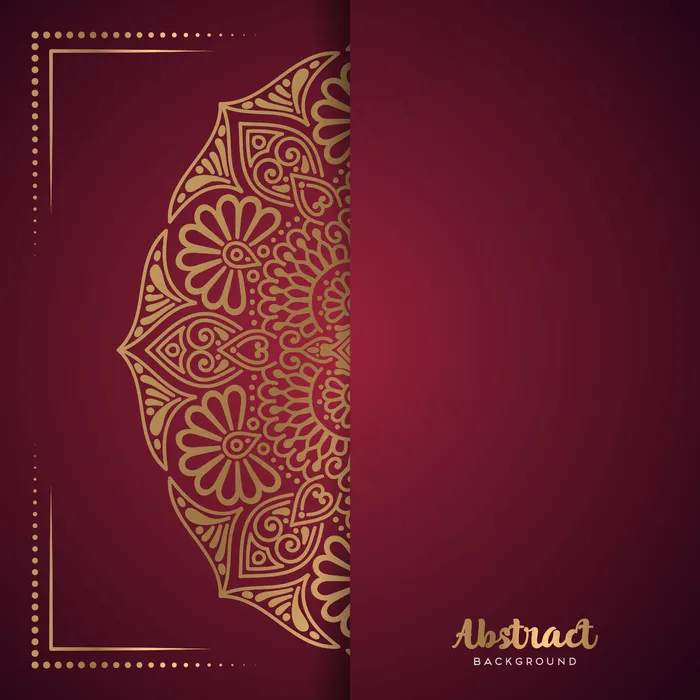 红色背景配花曼陀罗eps,ai矢量模版下载