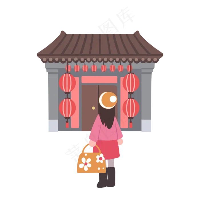 新年回家过年女孩(2000X2000(DPI:299))psd模版下载