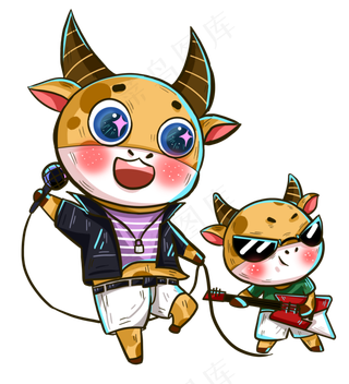 2021年牛年新年卡通牛乐队演唱会