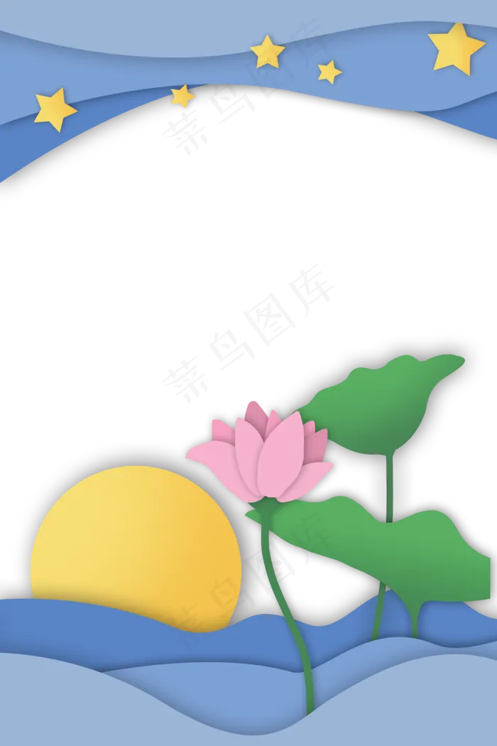 荷塘月色剪纸边框(2000X3000(DPI:300))psd模版下载