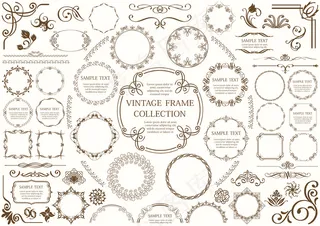 一组装饰性的框架和边框，它们被隔离在一个普通的背景上。