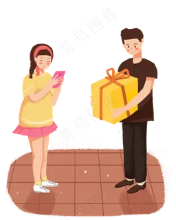 七夕情侣送礼场景素材