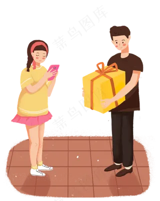 七夕情侣送礼场景素材