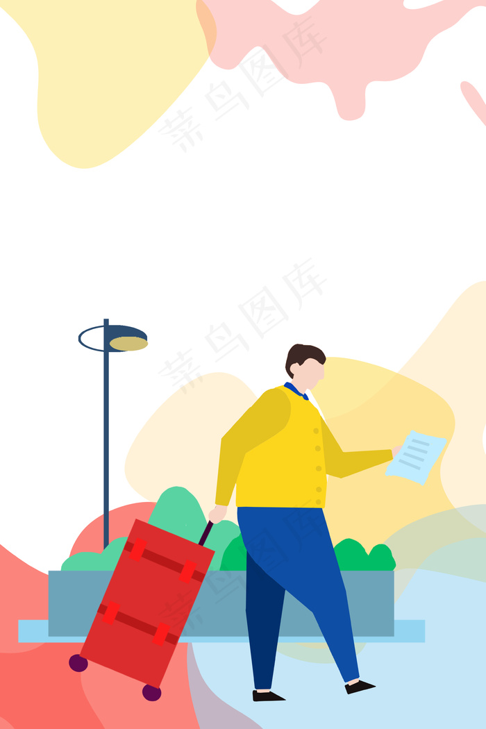 简约扁平几何新年签卡通背景海报