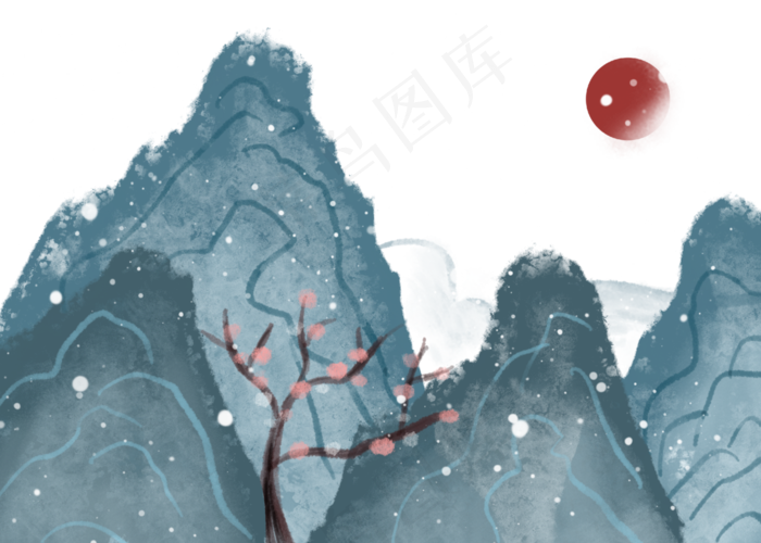 小雪节气水墨山水