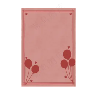 七夕节红色气球装饰复古边框免抠