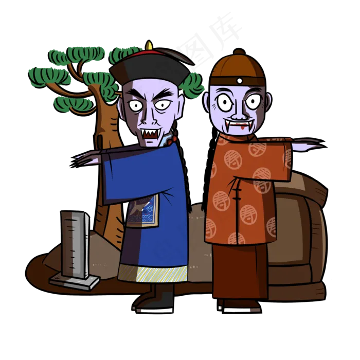 卡通万圣节僵尸png透明底(3543X3543(DPI:300))psd模版下载