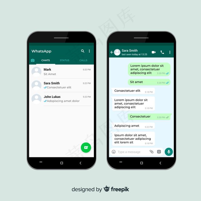 Whatsapp屏幕模板eps,ai矢量模版下载