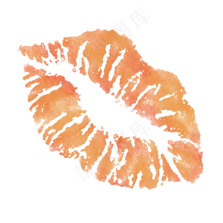 七夕情人节水彩风格唇印装饰