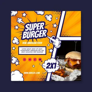 美国美食广场宣传单,DM传单模板设计