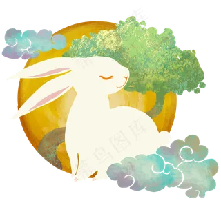 白色中秋玉兔