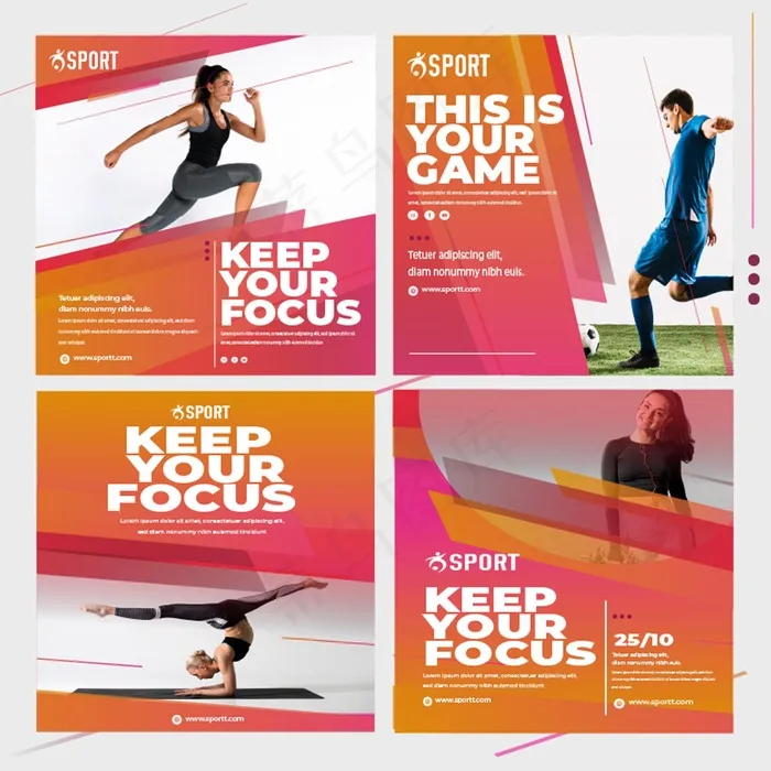 Instagram收集体育活动帖子eps,ai矢量模版下载