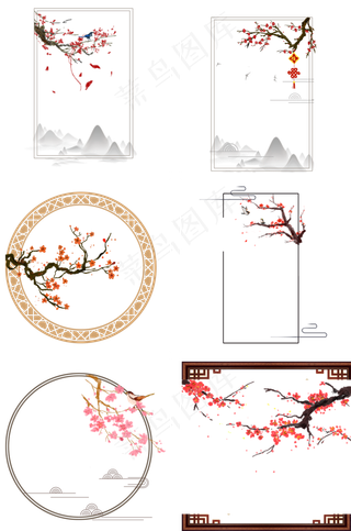 冬天腊梅红色雀上枝头素材免抠边