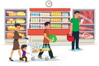 人们在购物中心购物。