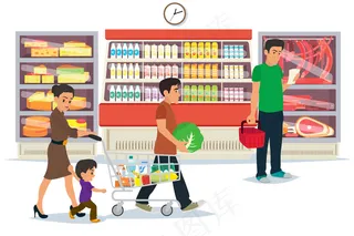 人们在购物中心购物。