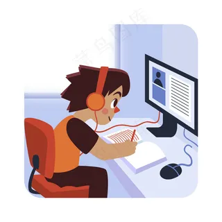 孩子们有在线课程的概念