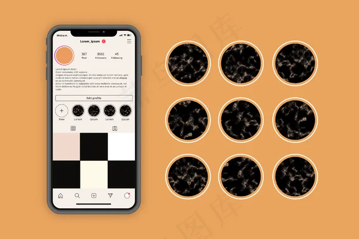 Instagram大理石故事亮点eps,ai矢量模版下载