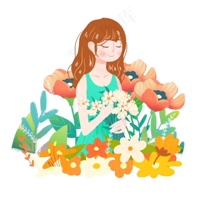 教师节鲜花女教师png素材(2000X2000(DPI:300))psd模版下载