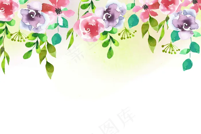 水彩设计花卉背景eps,ai矢量模版下载