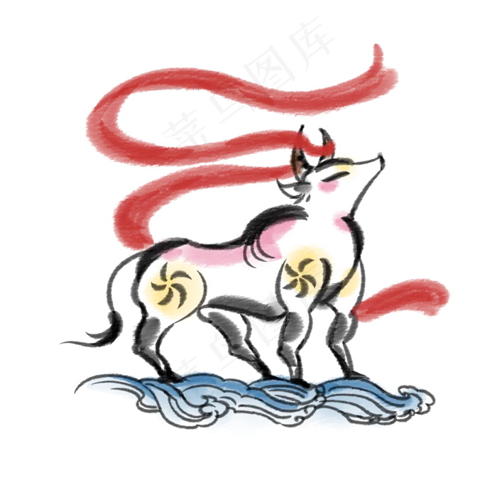 水墨牛牛年飘带(3000X3000(DPI:299))psd模版下载