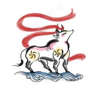 水墨牛牛年飘带 水墨牛牛年飘带