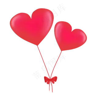 手绘红色爱心气球情人节七夕节