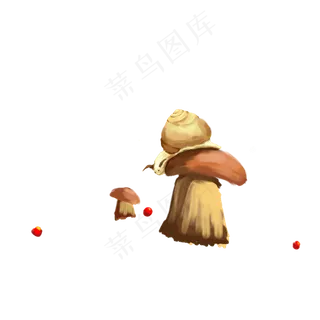 秋天蘑菇上的蜗牛可商用元素