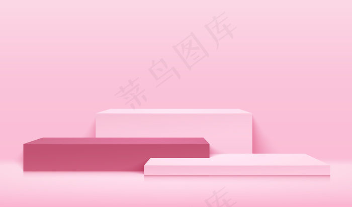 现代企业网站产品的抽象立方体展示。粉彩背景渲染与讲台和最小纹理墙场景。eps,ai矢量模版下载