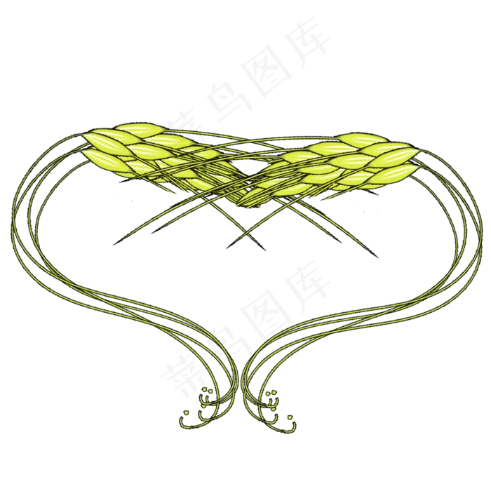 线性手绘秋天金黄麦穗心形(2000X2000(DPI:96))psd模版下载