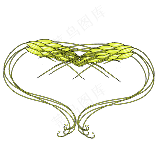 线性手绘秋天金黄麦穗心形