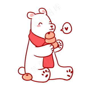 拿着柿子的白熊