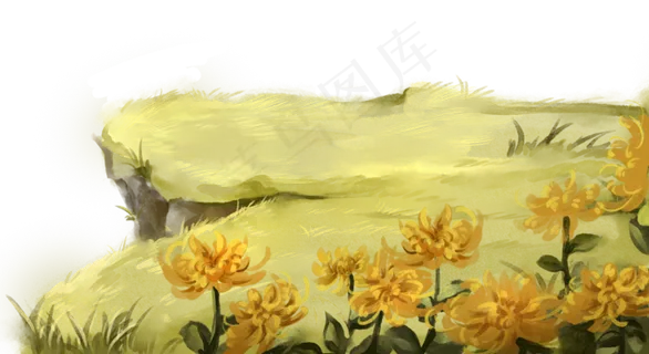 中国风古风水墨菊花悬崖断崖