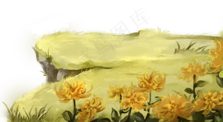 中国风古风水墨菊花悬崖断崖