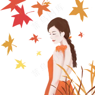 秋天枫叶和女人