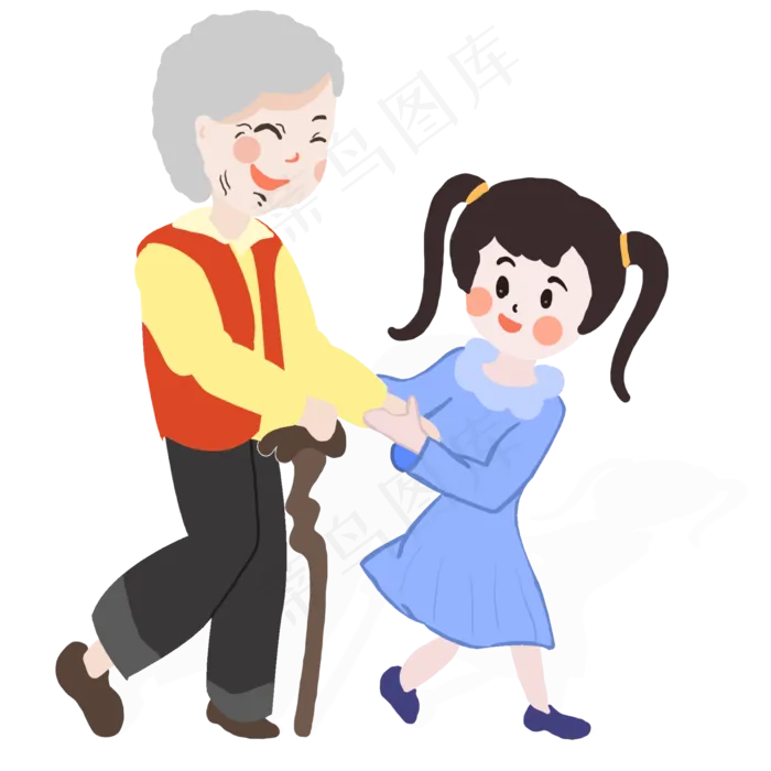 扶老奶奶过马路的小女孩重阳节敬(2000X2000(DPI:200))psd模版下载