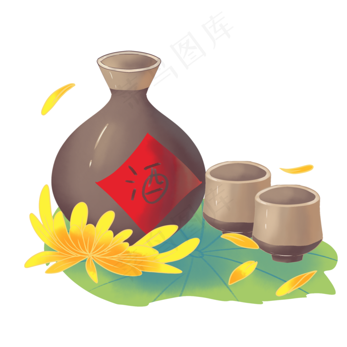 重阳节菊花酒水(2000X2000(DPI:300))psd模版下载
