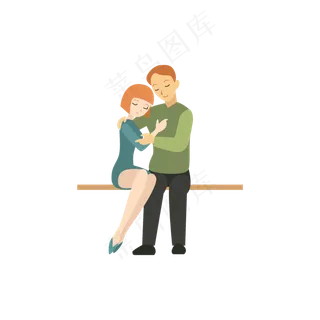 七夕情人节情侣偎依矢量图